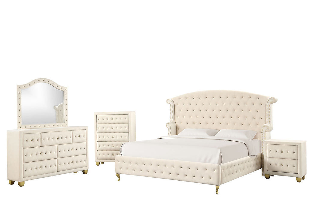 Tala Beige Upholstered Platform Bedroom Set