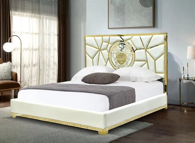 Manasa Cream Velvet King Bed