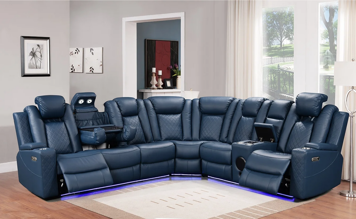 Daytona Blue 3 Piece Power Sectional