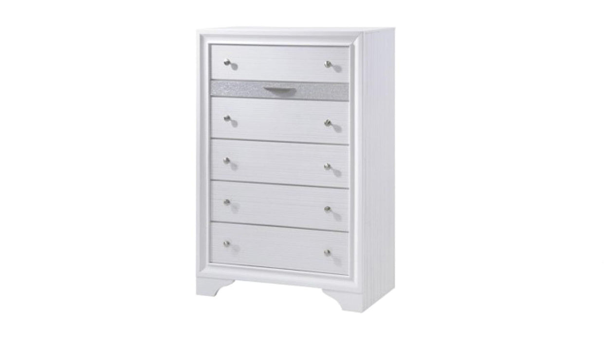 Lubna White Silver Storage Platform Bedroom Set