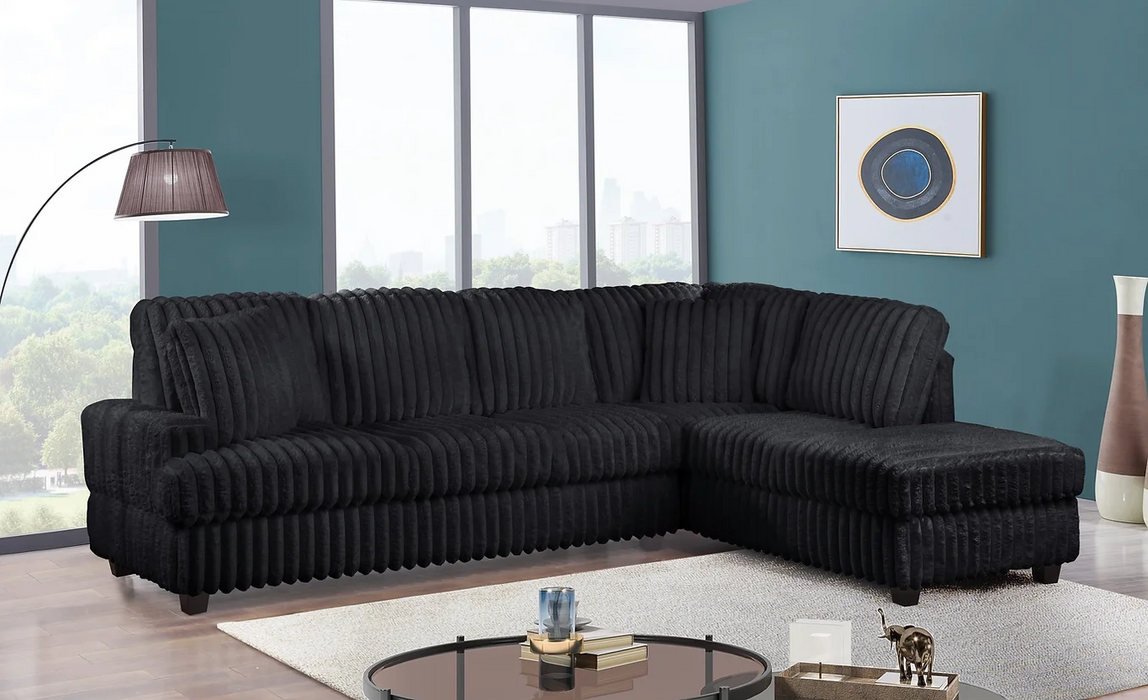 Lisbon Black 2-Piece Sectional Reversible Chaise