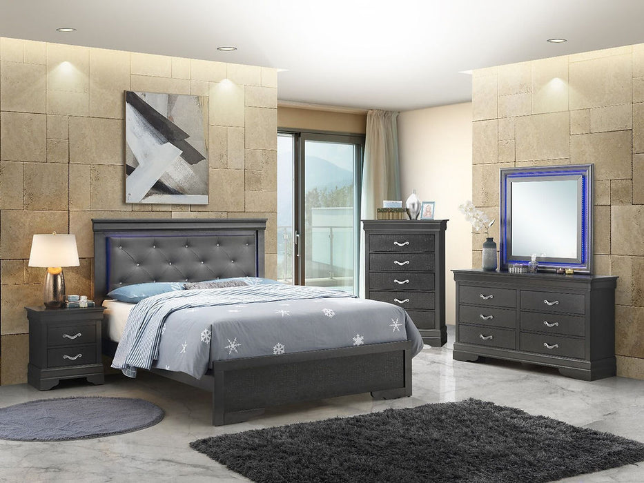 Nora Gray LED Panel Bedroom Set