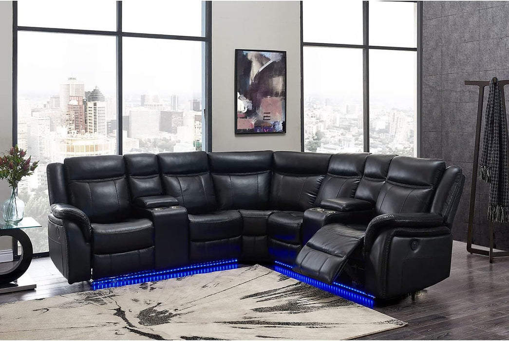 Brooklyn Black 4-Piece Power Recliner Sectional