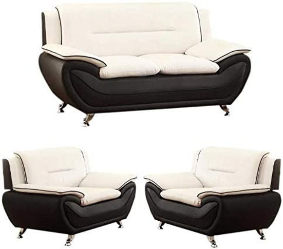 New York Beige & Black Modern Living Room Set