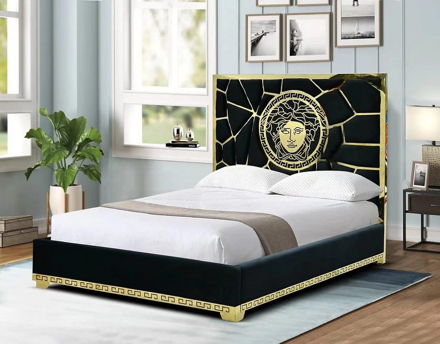 Manasa Black Velvet King Bed