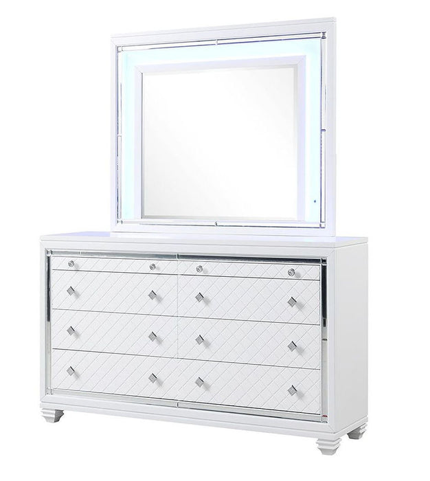 Jewel White LED Storage Platform Bedroom Set