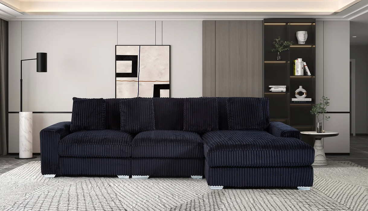 London Black 3 Piece RAF Sectional With Chaise