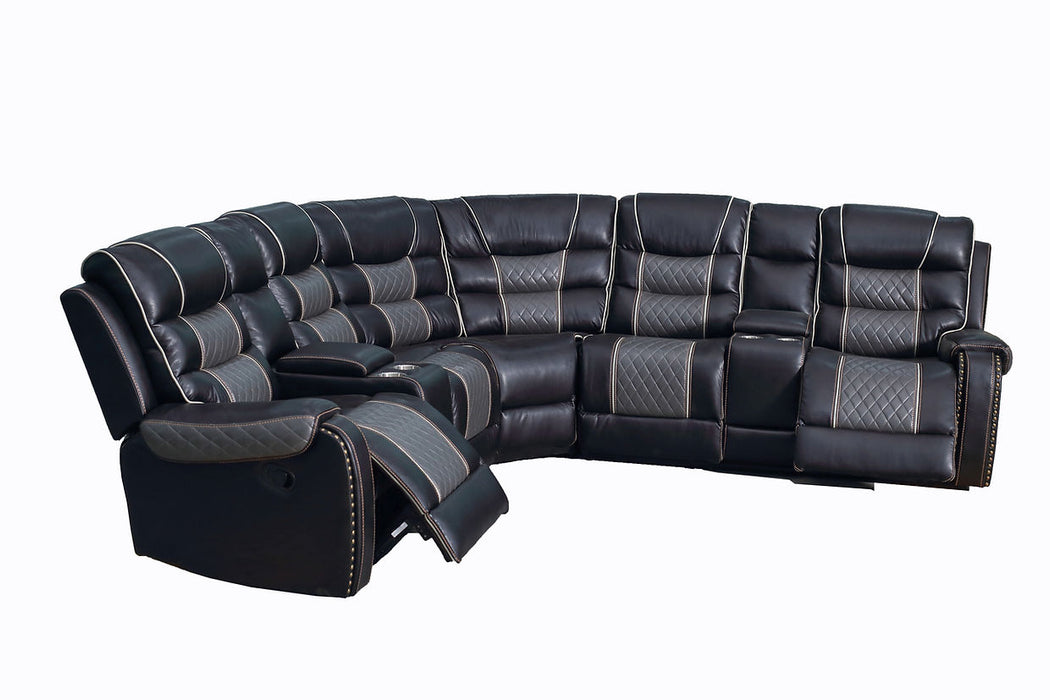 Sarasota Black 4-Pc Manual  Reclining Sectional