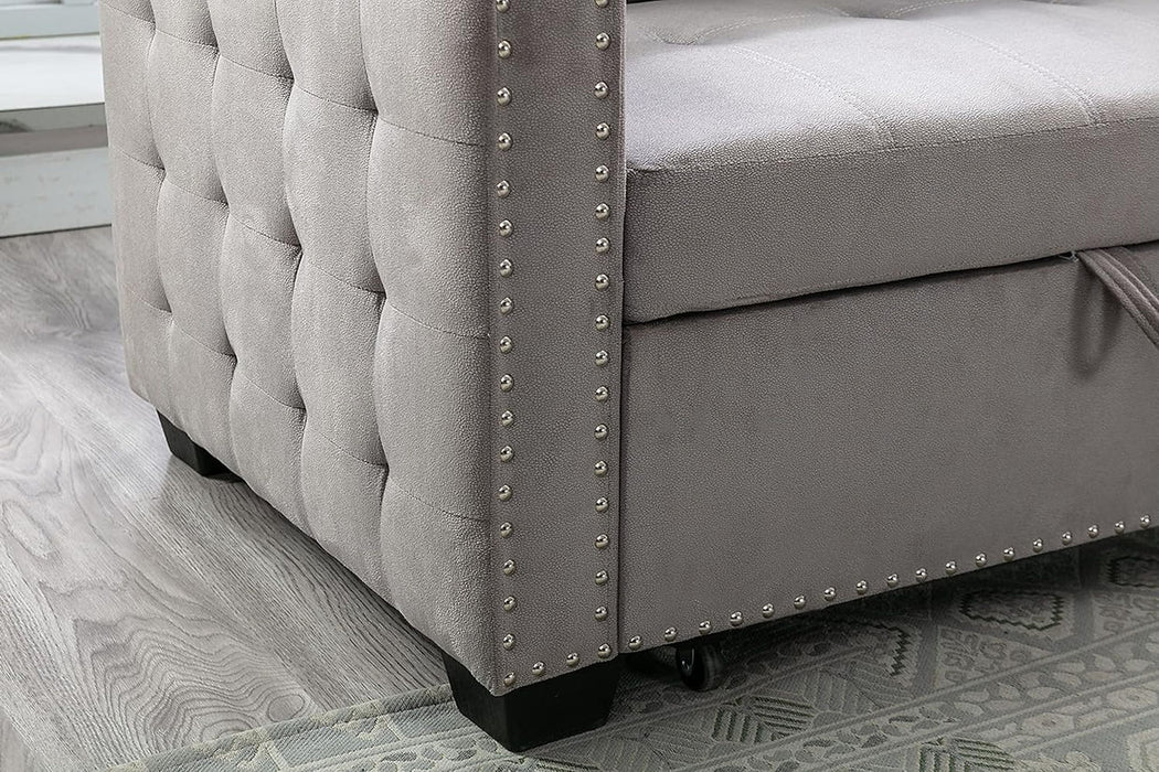 Light Gray RAF Storage Sleeper Sofa Chaise