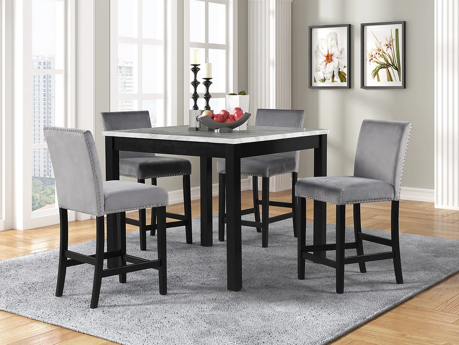 Leo White/Gray 5 Piece Dining Room Set