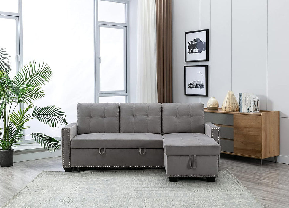 Light Gray RAF Storage Sleeper Sofa Chaise