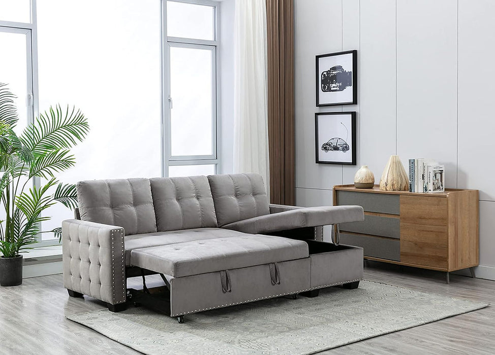 Light Gray RAF Storage Sleeper Sofa Chaise