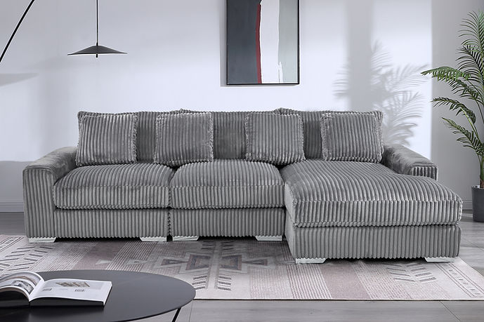 London Gray 3 Piece RAF Sectional With Chaise