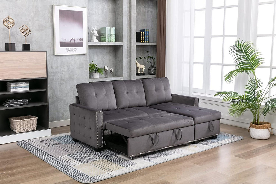 Dark Gray RAF Storage Sleeper Sofa Chaise
