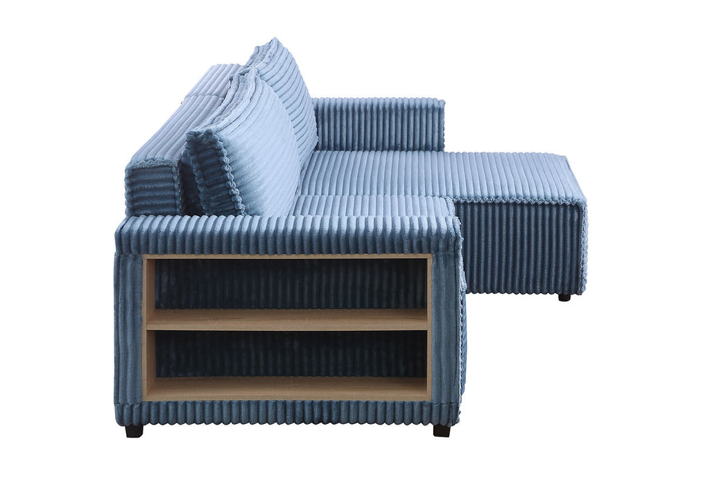 Bora Bora Blue Reversible Storage Sleeper Sectional