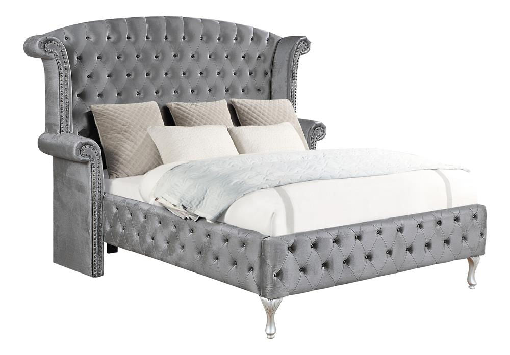 Tessa Gray Upholstered Platform Bedroom Set