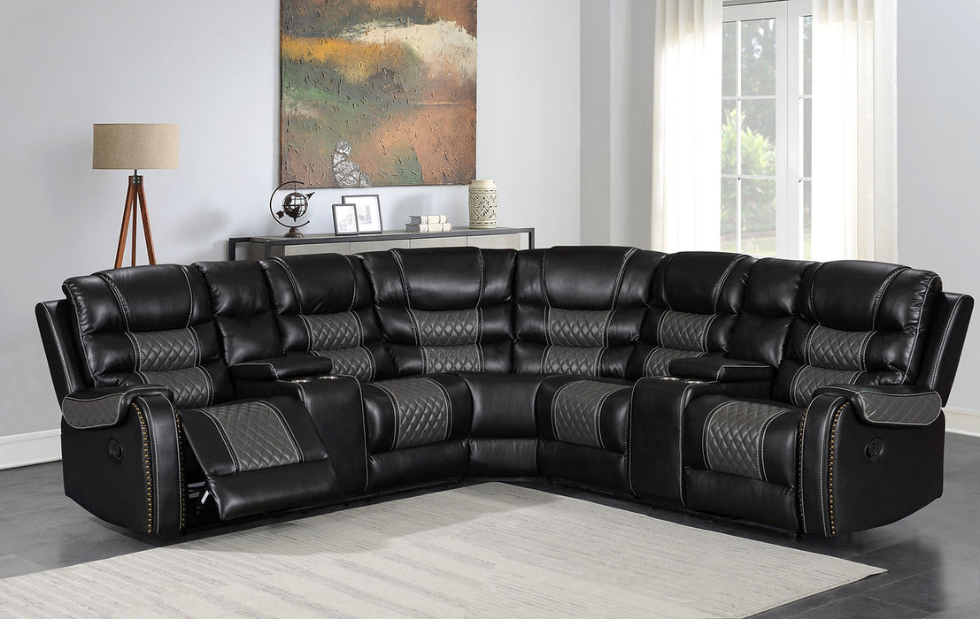 Sarasota Black 4-Pc Manual  Reclining Sectional