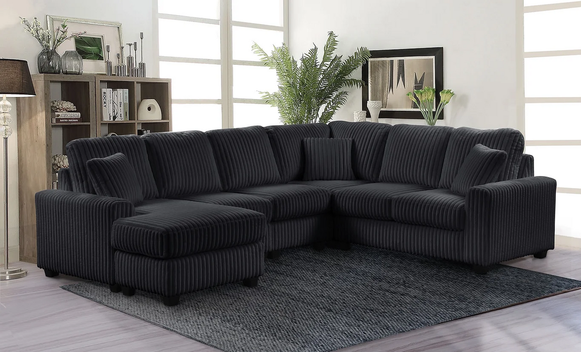 Lyon Black 3-Piece LAF Sectional Chaise