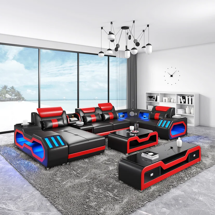 Nevada Black & Red 8 Piece Sectional