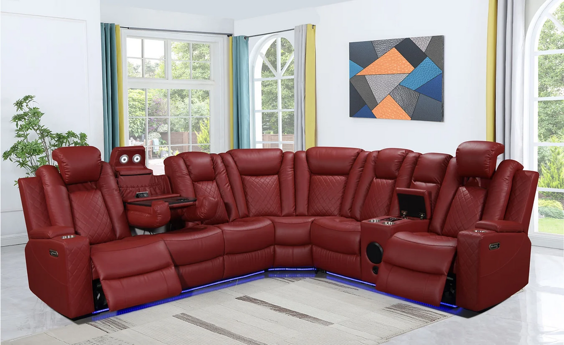 Daytona Burgundy 3 Piece Power Sectional