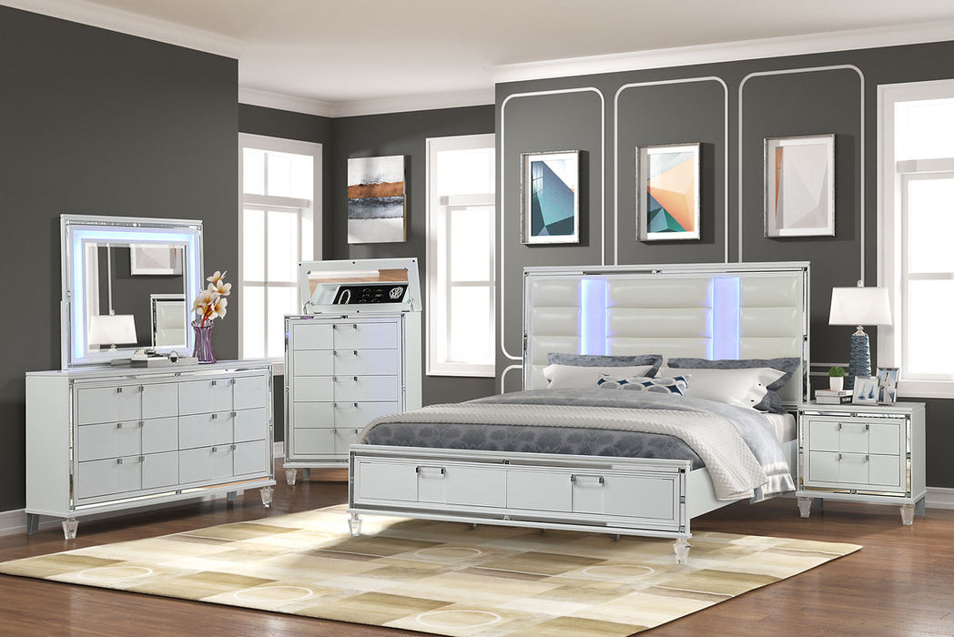 Zara White LED Storage Platform Bedroom Set