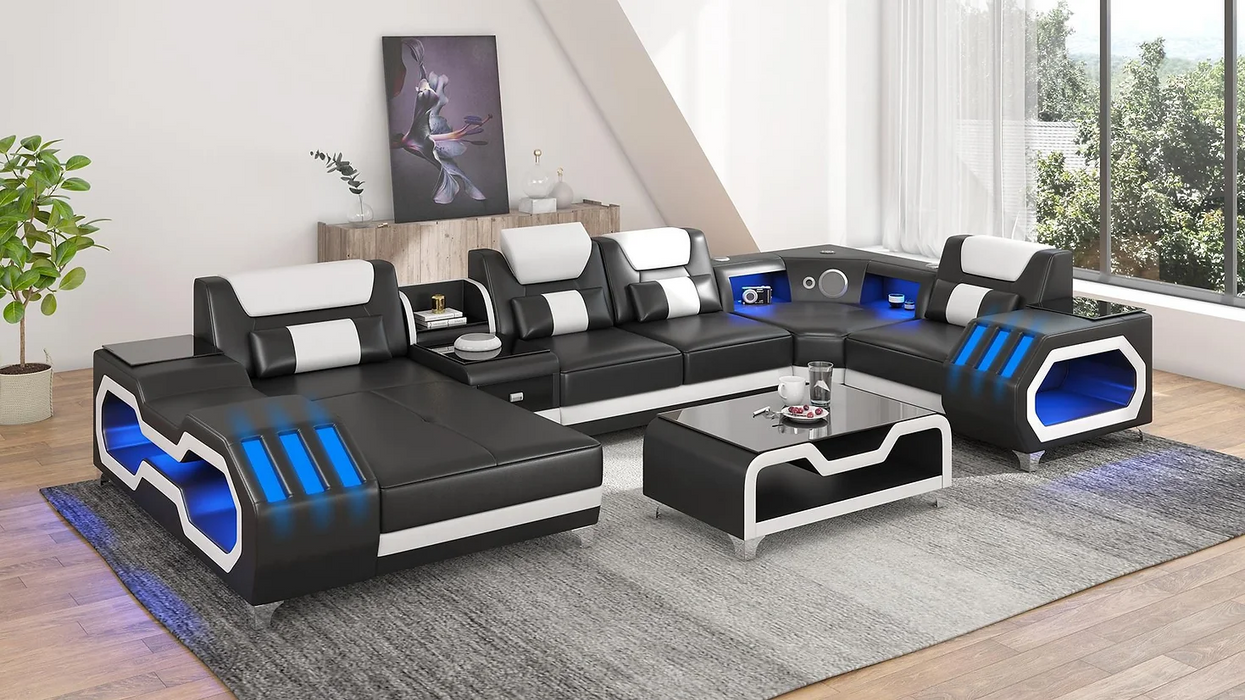 Nevada Black & White 8 Piece Sectional