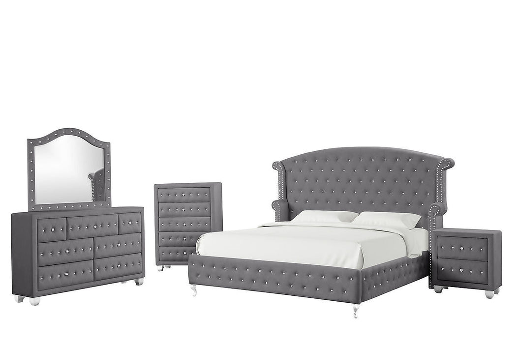 Tessa Gray Upholstered Platform Bedroom Set