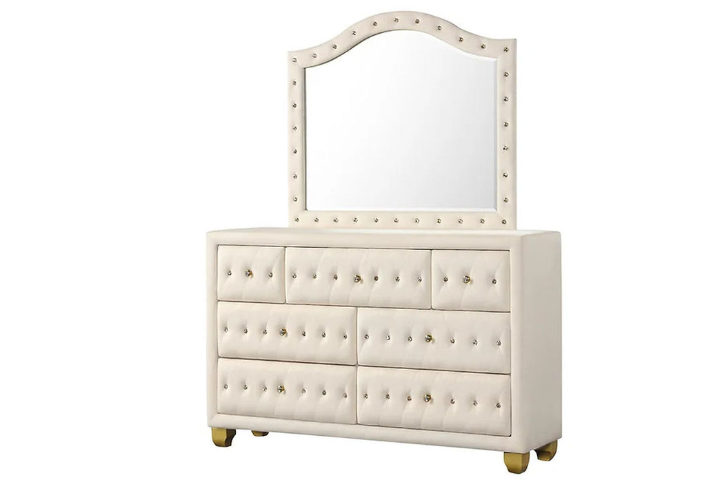 Tala Beige Upholstered Platform Bedroom Set