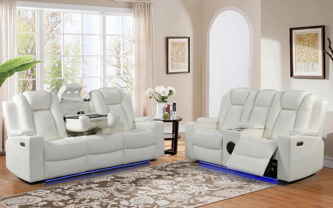 Moon Dearborn White Power Reclining Living Room Set