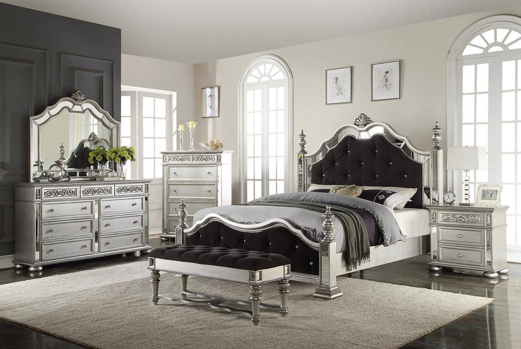 Brooke Silver Finish Antique Bedroom Set