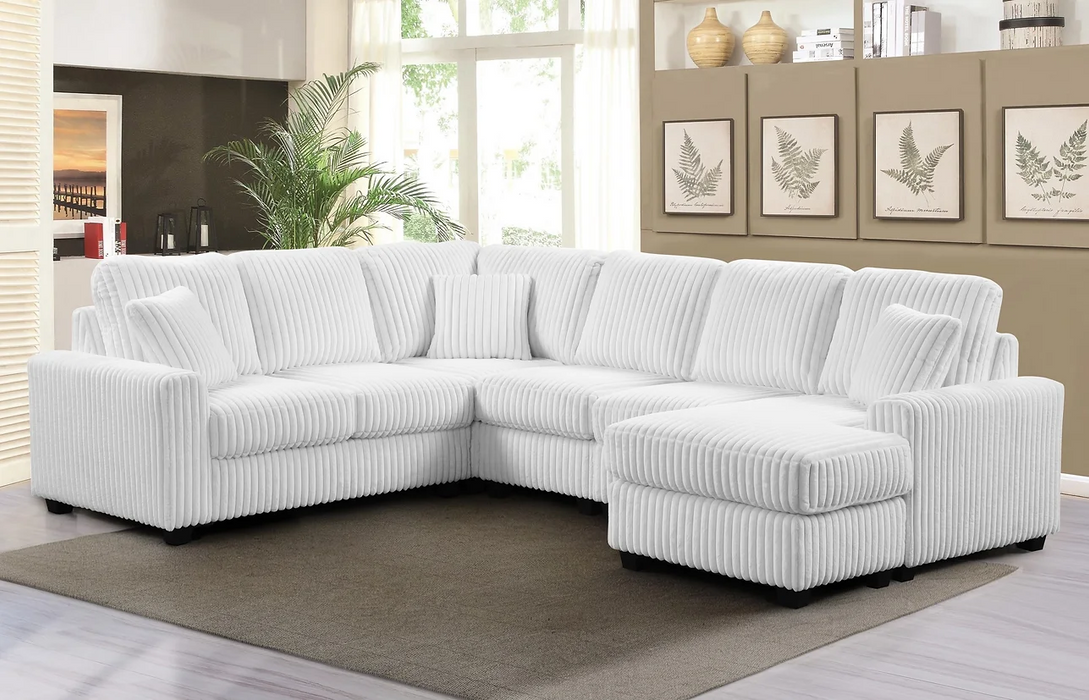 Lyon White 3-Piece RAF Sectional Chaise