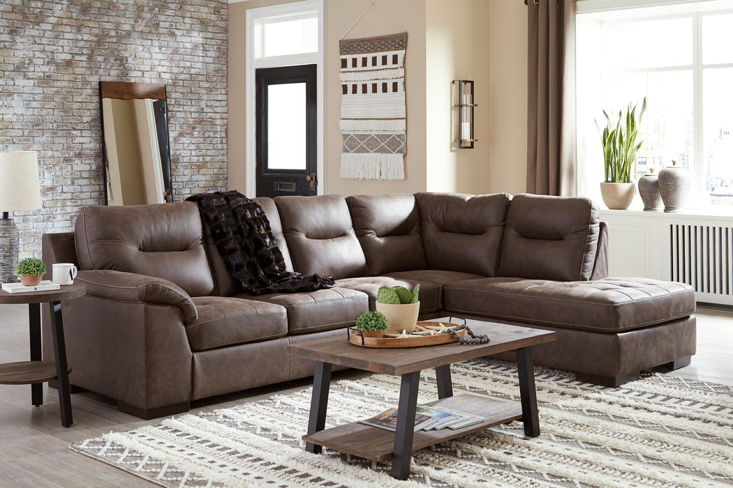 Maderla Walnut RAF Sectional - Lara Furniture