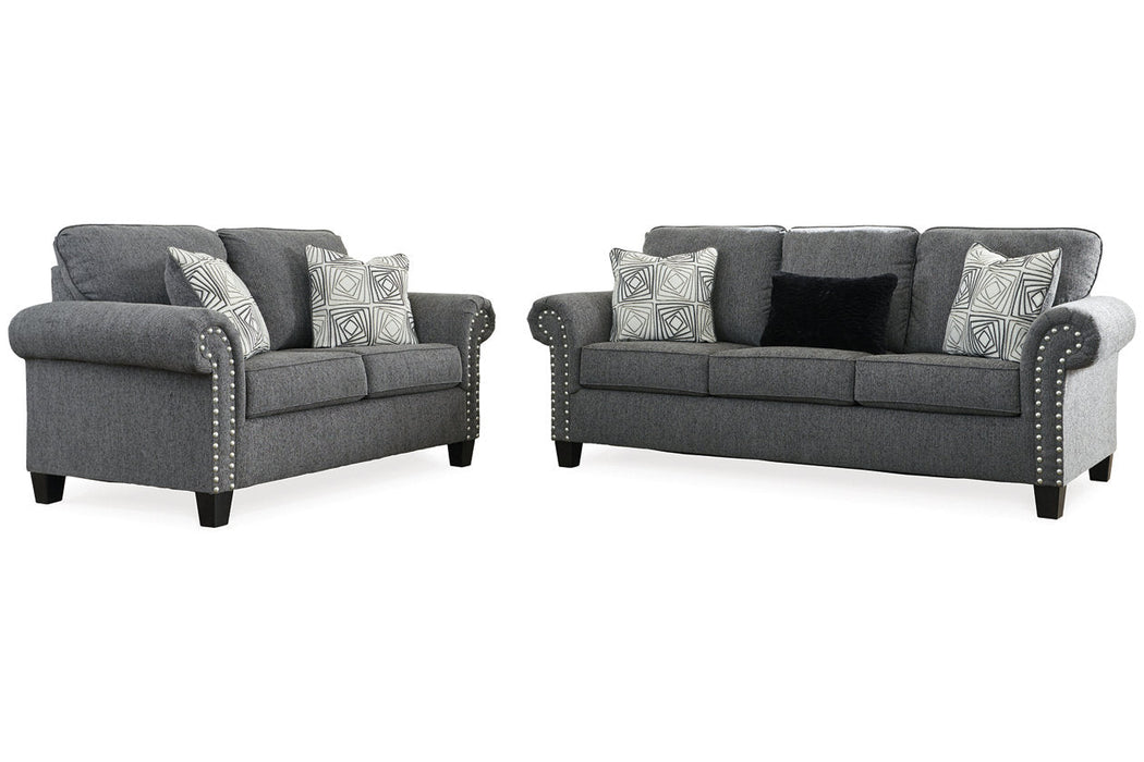 Agleno Charcoal Sofa and Loveseat -  Ashley - Lara Furniture