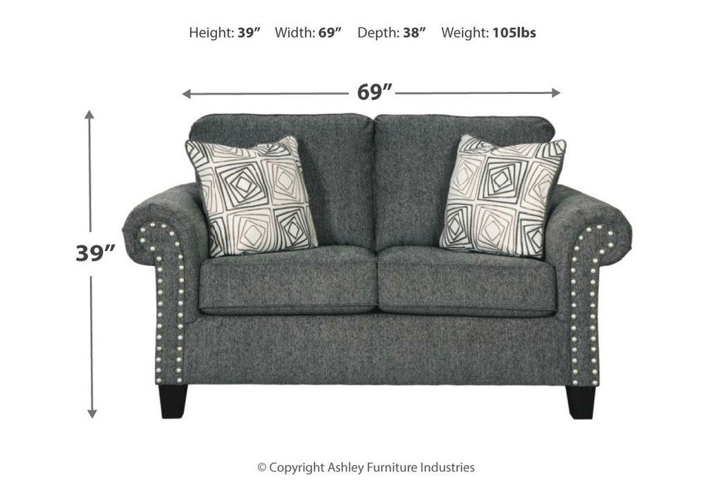 Agleno Charcoal Sofa and Loveseat -  Ashley - Lara Furniture