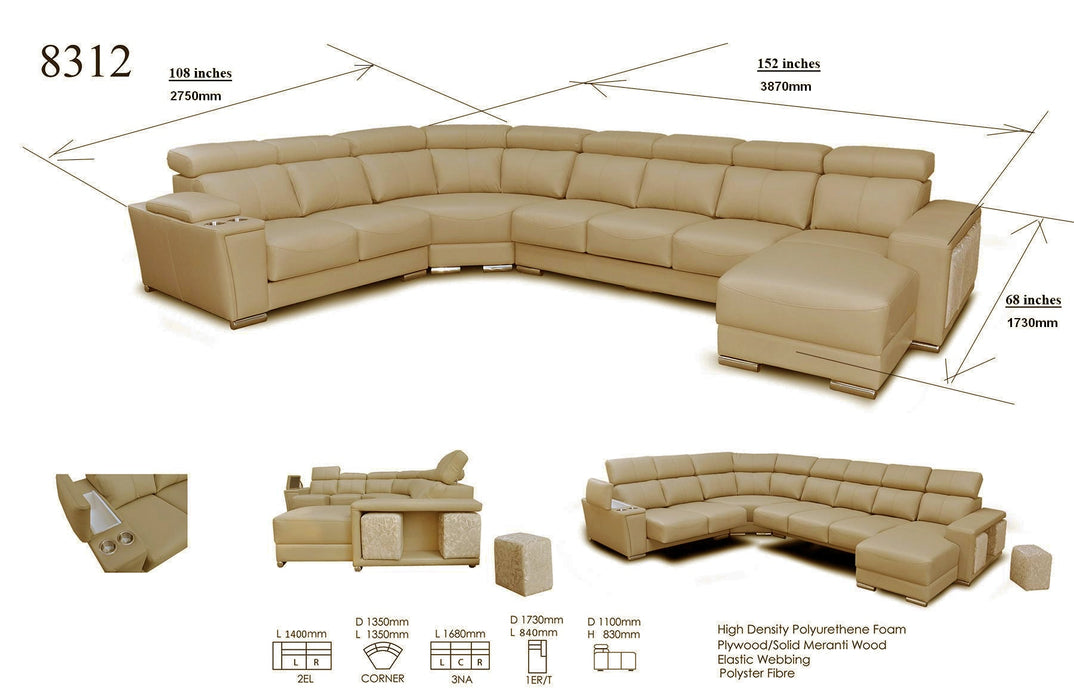 8312 Sectional With Sliding Seats - i10844 - Lara Furniture