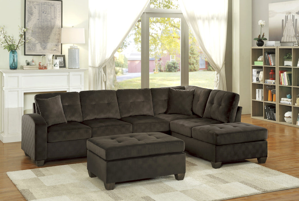 Emilio Chocolate Reversible Sectional