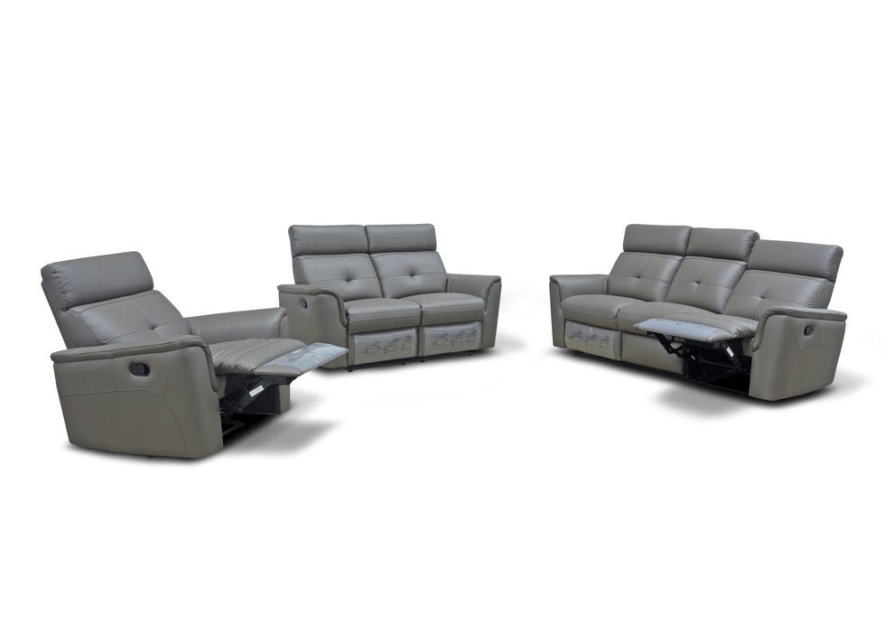 8501 Dark Grey W/Manual Recliner Set - Lara Furniture