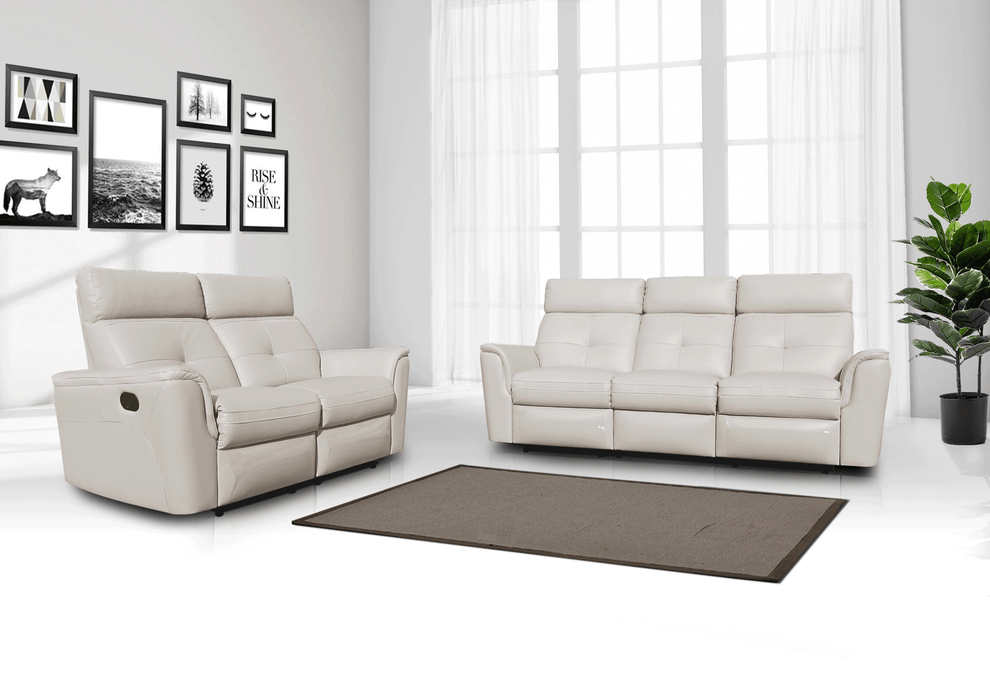 8501 White W/Manual Recliners Set - Lara Furniture