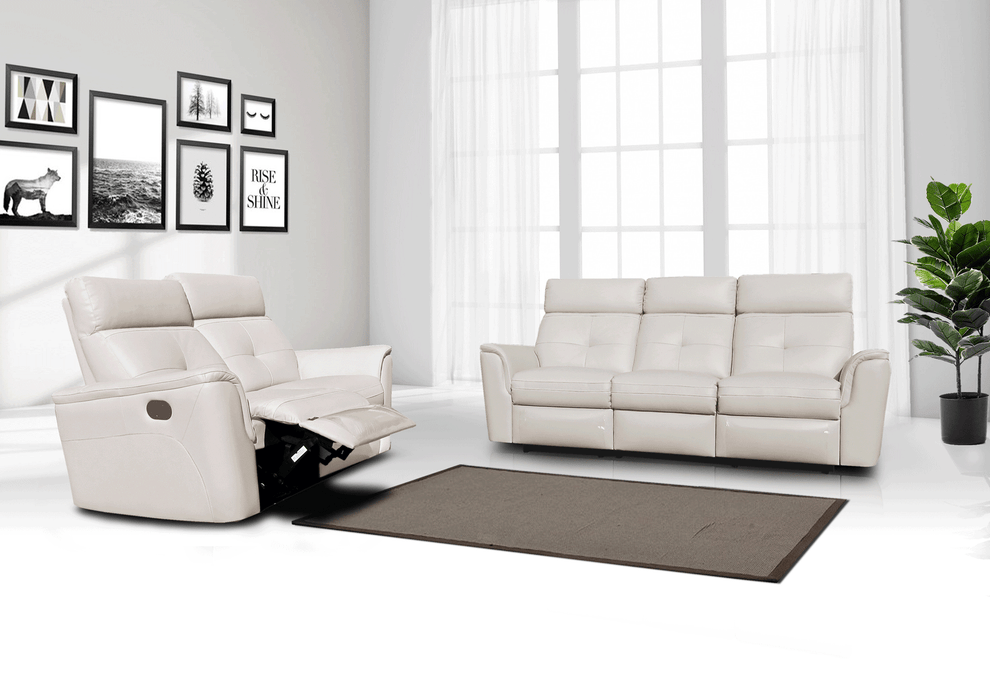 8501 White W/Manual Recliners Set - Lara Furniture