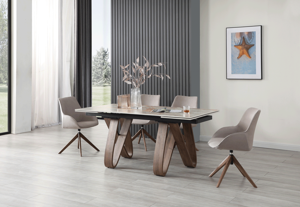 9086 Table With 1327 Swivel Chairs Set - Lara Furniture