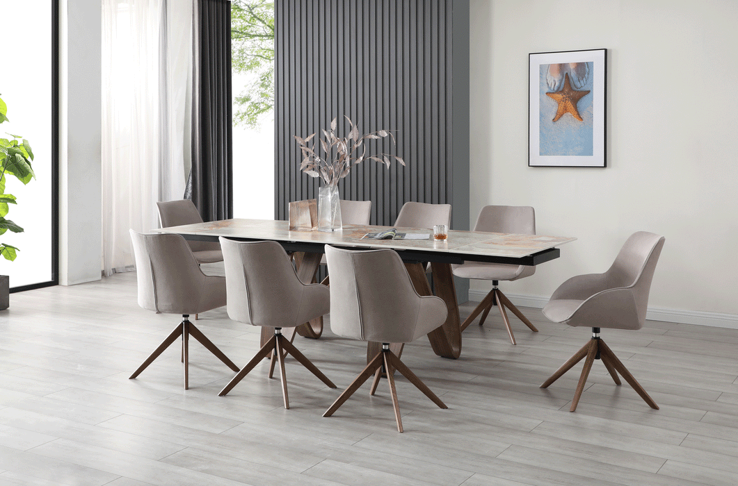 9086 Table With 1327 Swivel Chairs Set - Lara Furniture