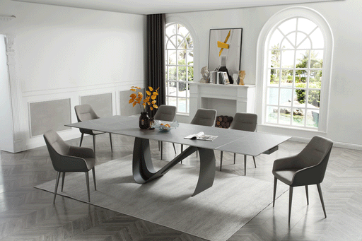 9087 Table Dark Grey With 1254 Chairs Set - Lara Furniture