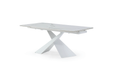 9113 Dining Table With 1218 Swivel White Chairs Set - Lara Furniture