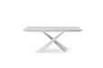 9113 Dining Table With 1218 Swivel White Chairs Set - Lara Furniture