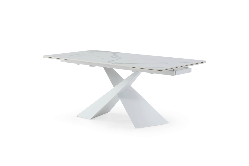 9113 Dinning Table White W/Ext - i29432 - Lara Furniture