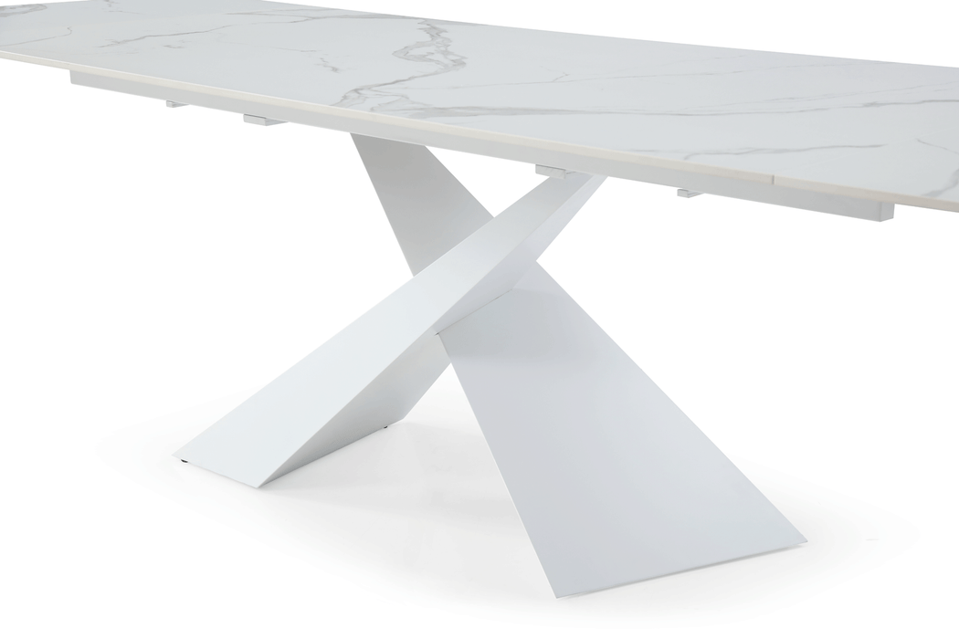 9113 Dinning Table White W/Ext - i29432 - Lara Furniture