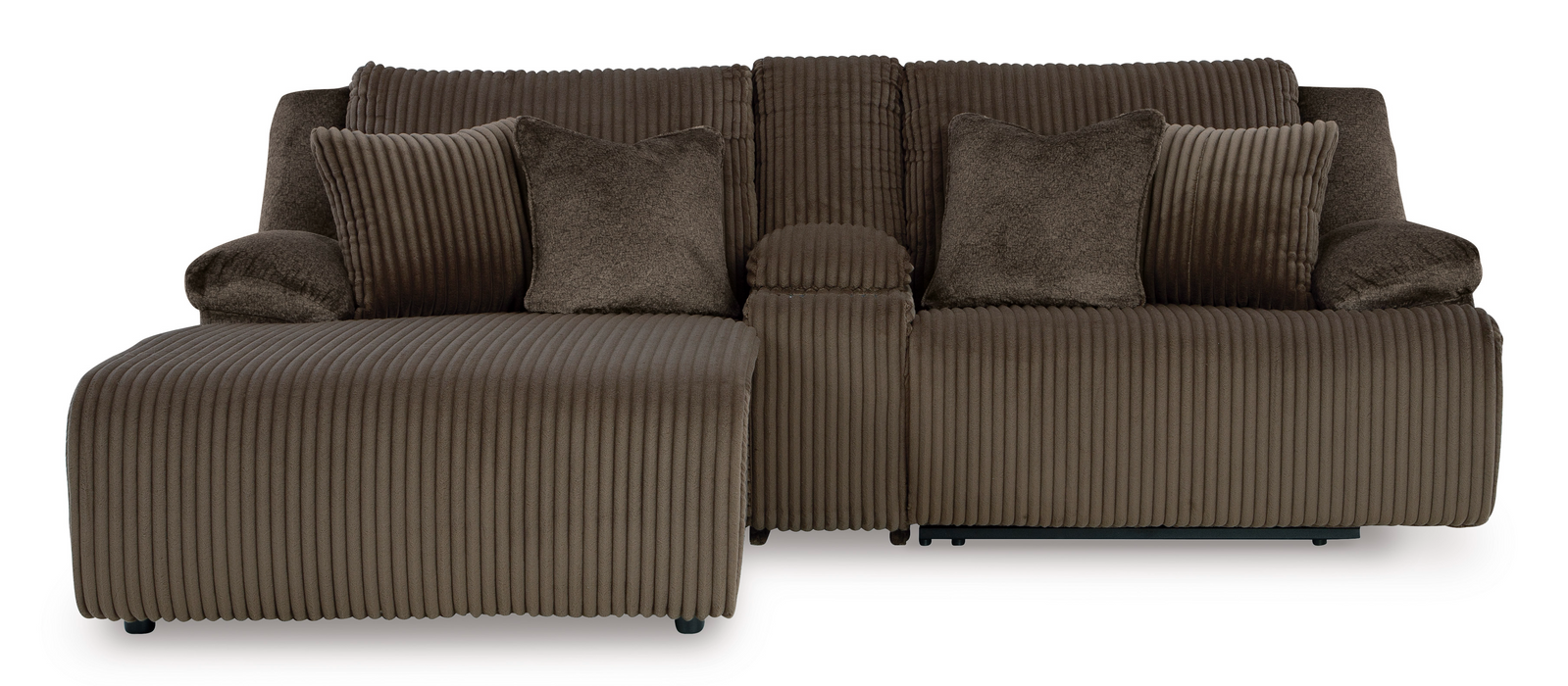 Top Tier 3-Piece Chocolate Reclining LAF Sectional Sofa with Chaise