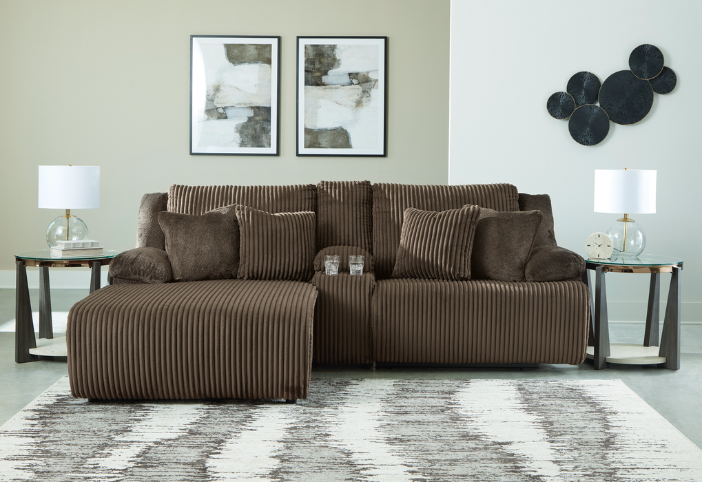 Top Tier 3-Piece Chocolate Reclining LAF Sectional Sofa with Chaise