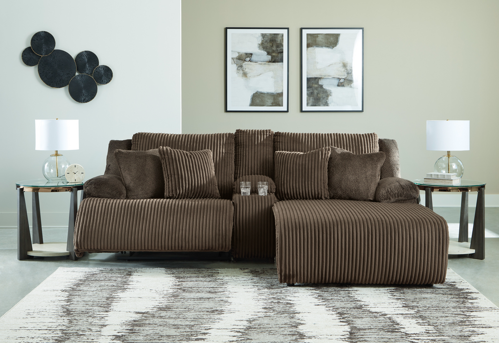 Top Tier 3-Piece Chocolate Reclining RAF Sectional Sofa with Chaise