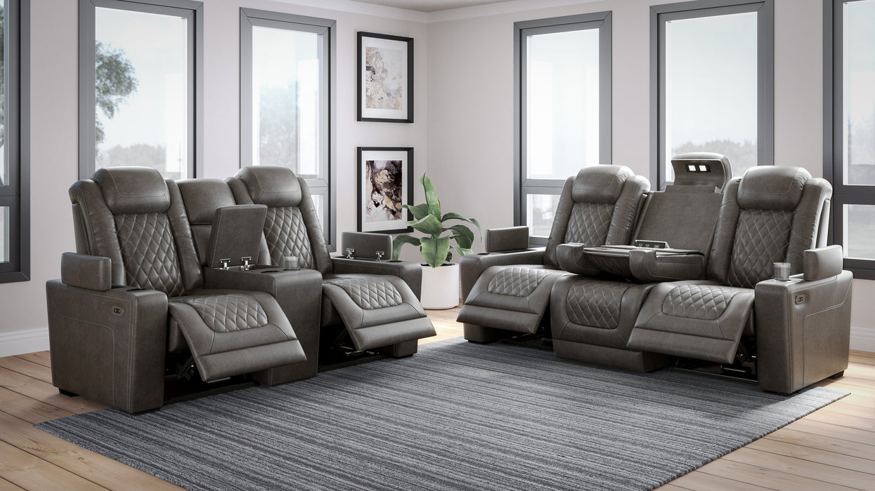 Hyllmont Gray Power Reclining Living Room Set - Lara Furniture